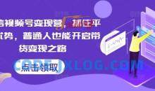 微信视频号变现营，抓住平台优势，普通人也能开启带货变现之路