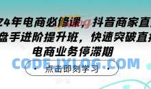 2024年电商必修课，抖音商家直播操盘手进阶提升班，快速突破直播电商业务停滞期