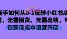 新手如何从0-1玩转小红书店铺，无需囤货、无需出镜，可在家低成本运营开店
