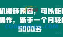 手机搬砖项目，可以矩阵化操作，新手一个月轻松5000多