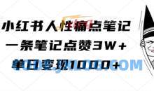 小红书人性痛点笔记，一条笔记点赞3W+，单日变现1k