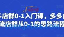 多多店群0-1入门课，多多自然流店群从0-1的思路流程