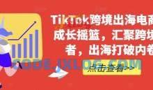 TikTok跨境出海电商人成长摇篮，汇聚跨境强者，出海打破内卷