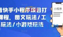 抖音快手小程序项目打造课程，图文玩法/工具玩法/小游戏玩法