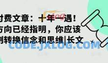 某付费文章：十年一遇！当方向已经指明，你应该立刻转换信念和思维|长文