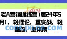 老A营销训练营(更25年4月)，轻理论，重实战，轻概念，重本质