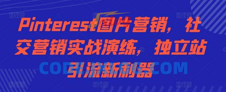 Pinterest图片营销,社交营销实战演练,独立站引流新利器 Pinterest图片营销,社交营销实战演练,独立站引流新利器