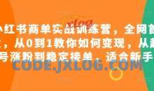 小红书商单实战训练营，全网首发，从0到1教你如何变现，从起号涨粉到稳定接单，适合新手