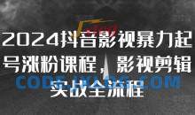2024抖音影视暴力起号涨粉课程，影视剪辑搬运实战全流程