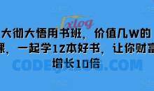 大彻大悟用书班，价值几W的课，一起学12本好书，让你财富增长10倍