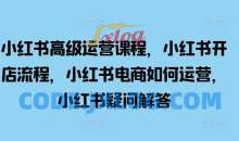 小红书高级运营课程，小红书开店流程，小红书电商如何运营，小红书疑问解答