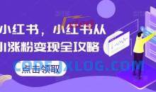 掘金小红书，小红书从0到1涨粉变现全攻略