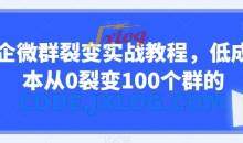 企微群裂变实战教程，低成本从0裂变100个群的
