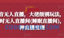 抖音无人直播，大佬级别玩法，24小时无人直播间(睡眠直播间)，多种直播变现