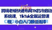 跨境老板快速布局TK的冷启动系统课，TikTok全案运营课程，小白入门最佳选择