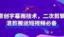 原创字幕雨技术，二次剪辑混剪搬运短视频必备【揭秘】