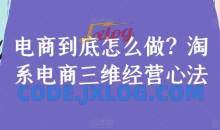 电商到底怎么做？淘系电商三维经营心法