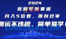 2024视频号新赛道，月入5位数+，原创过审，搬运不违规，简单易学