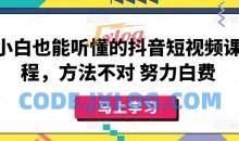 小白也能听懂抖音短视频方法不对白努力