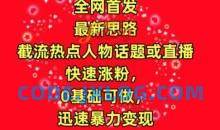 截流热点人物话题或直播，快速涨粉，0基础可做，迅速暴力变现