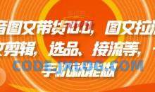 抖音图文带货10.0，图文拉流、图文剪辑，选品、接流等，一部手机就能做