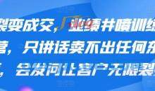 裂变成交，业绩井喷训练营，只讲话卖不出任何东西，会发问让客户无限裂变