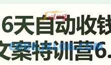 16天自动收钱文案特训营6.0，学会儿每天自动咔咔收钱