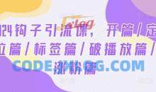 2024钩子引流课，开篇/定位篇/标签篇/破播放篇/涨粉篇