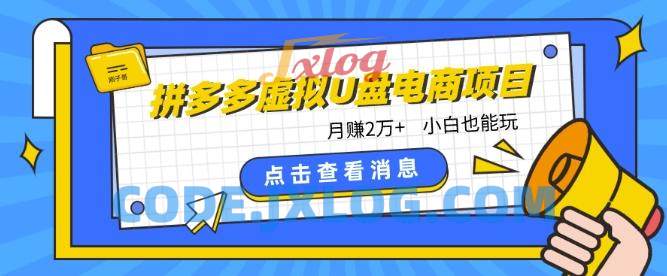 拼多多虚拟U盘电商红利项目:月赚2万+,新手小白也能玩 拼多多虚拟U盘电商红利项目:月赚2万+,新手小白也能玩