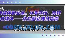 自媒体副业课，从零开始，玩转自媒体——你的副业赚钱指南