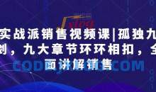 实战派销售视频课|孤独九剑，九大章节环环相扣，全面讲解销售