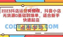 2023抖音小店无货源0基础到新手爆单