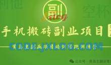 手机搬砖小副业项目训练营1.0一部手机轻松日入100+