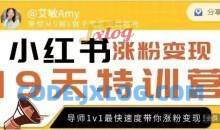 艾敏19天小红书涨粉变现特训营-第7期，快速学会小红书涨粉，月入十万轻松变现!