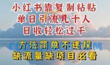 小红书靠复制粘贴单日引流几十人目收轻松过千，方法简单不违规