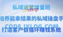 私域运营增量班，培养能拿结果的私域操盘手，打造客户自循环赚钱系统