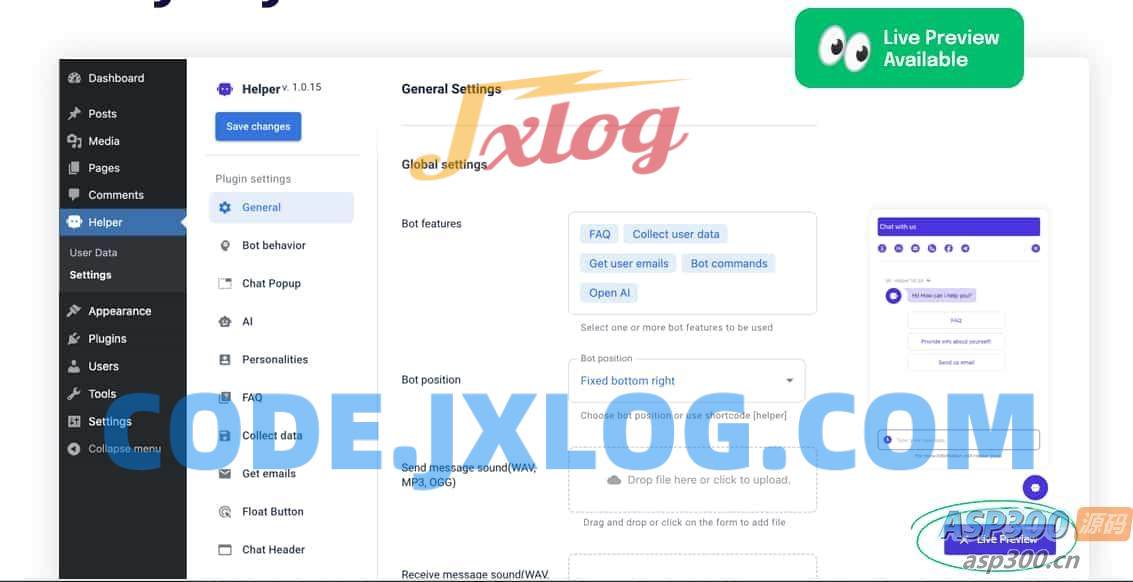 WordPress 插件 OpenAI 聊天机器人 – Helper助手破解版 1.0.18 WordPress 插件 OpenAI 聊天机器人 – Helper助手破解版 1.0.18