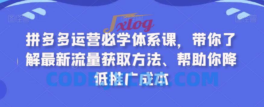 拼多多运营必学体系课流量获取方法 拼多多运营必学体系课流量获取方法