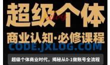 超级个体商业认知觉醒视频课，商业认知·必修课程揭秘从0-1账号全流程