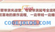 母婴带货实战营，母婴带货起号全流程，可落地的操作流程，一边带娃一边赚钱（附素材）