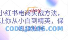 小红书电商实战方法，让你从小白到精英，保姆级教程