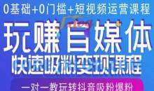 0基础+0门槛+短视频运营课程，玩赚自媒体快速吸粉变现课程，一对一教玩转抖音吸粉爆粉