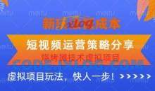 低成本烧烤摊技术虚拟项目新玩法，短视频运营策略分享，快人一步【揭秘】