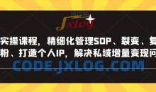 私域实操课程，精细化管理SOP、裂变、复购、转粉、打造个人IP，解决私域增量变现问题