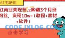 小红书商业变现营，实测3个月涨18w粉丝，变现10w+(教程+素材+软件)