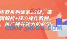 淘宝电商系列课第15期，底层逻辑解析+核心操作教程，运营、推广提升能力的必学课程+配套资料