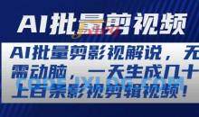 AI批量剪影视解说，无需动脑，一天生成几十上百条影视剪辑视频【揭秘】