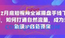 12月底短视频全案操盘手线下课必备要素