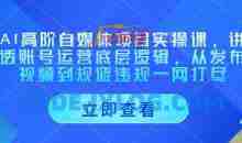 AI高阶自媒体项目实操课，讲透账号运营底层逻辑，从发布视频到规避违规一网打尽