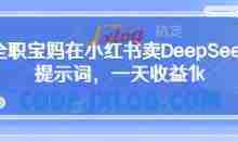 全职小白在小红书卖DeepSeek提示词，一天收益1k